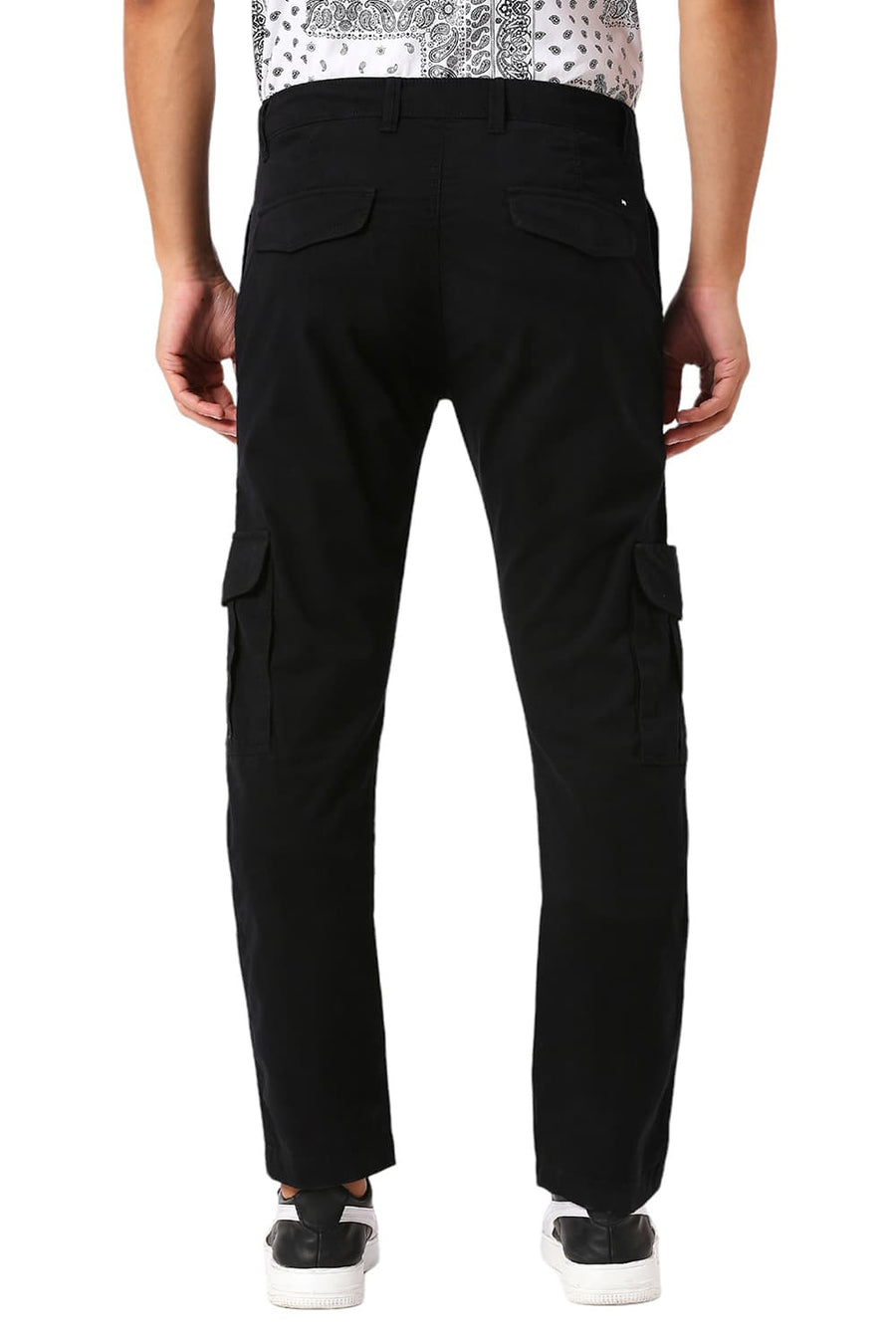 BASICS DRIFT FIT CAVIAR BLACK COTTON STRETCH PEACH TWILL TROUSERS
