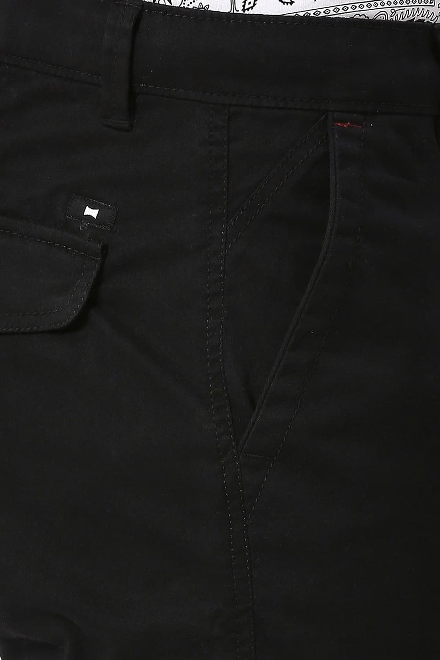 BASICS DRIFT FIT CAVIAR BLACK COTTON STRETCH PEACH TWILL TROUSERS