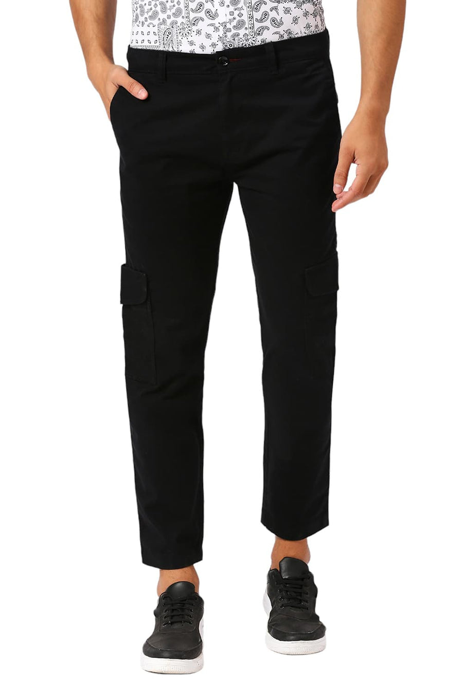 BASICS DRIFT FIT CAVIAR BLACK COTTON STRETCH PEACH TWILL TROUSERS