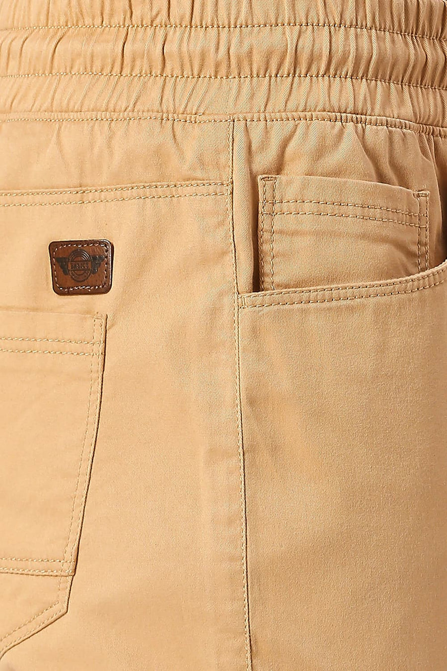 BASICS DRIFT FIT CLAY KHAKI COTTON STRETCH PEACH TWILL TROUSERS
