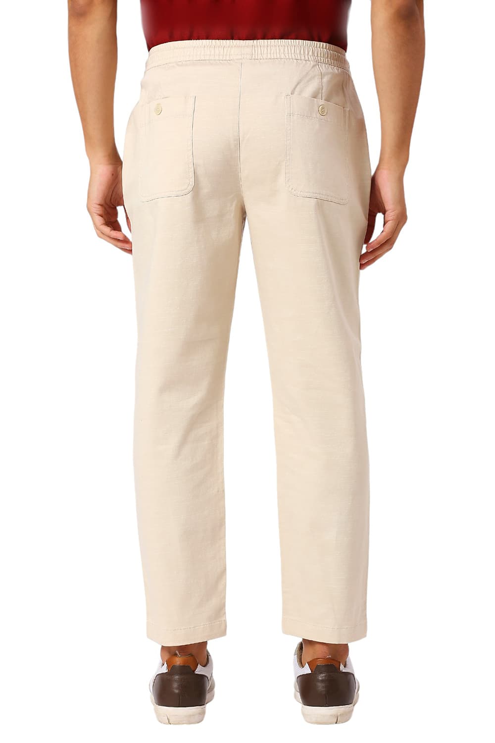 RELAXED FIT COTTON STRETCH DOBBY TROUSERS