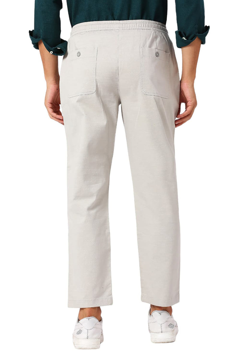 RELAXED FIT COTTON STRETCH DOBBY TROUSERS