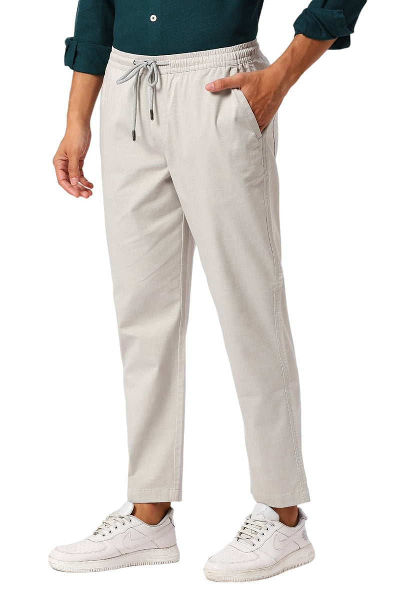 RELAXED FIT COTTON STRETCH DOBBY TROUSERS