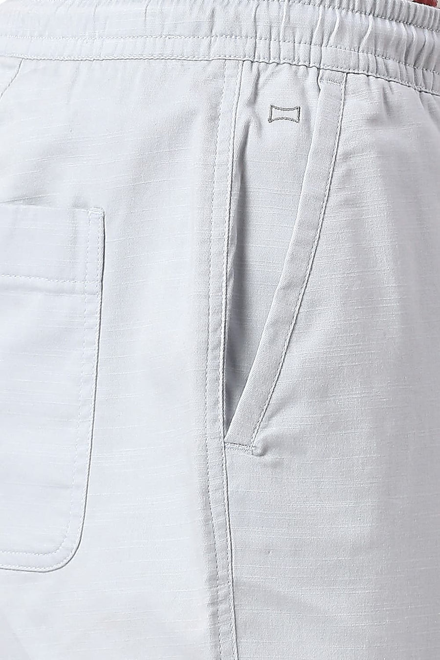 BASICS RELAXED FIT AIR BLUE COTTON STRETCH DOBBY TROUSERS
