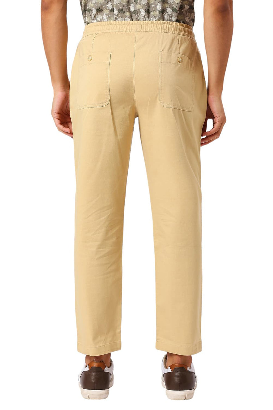 BASICS RELAXED FIT STARFISH KHAKI COTTON STRETCH DOBBY TROUSERS