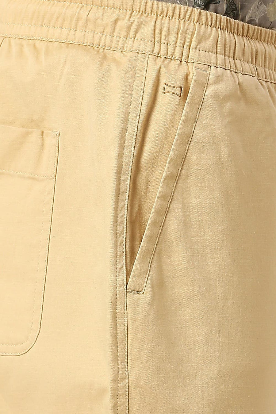 BASICS RELAXED FIT STARFISH KHAKI COTTON STRETCH DOBBY TROUSERS