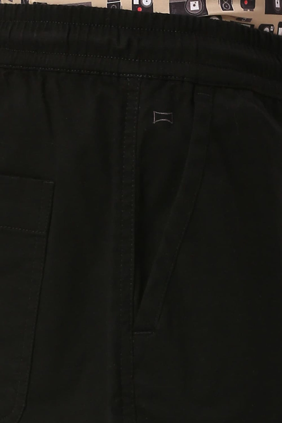 BASICS RELAXED FIT ANTHRACITE BLACK COTTON STRETCH DOBBY TROUSERS