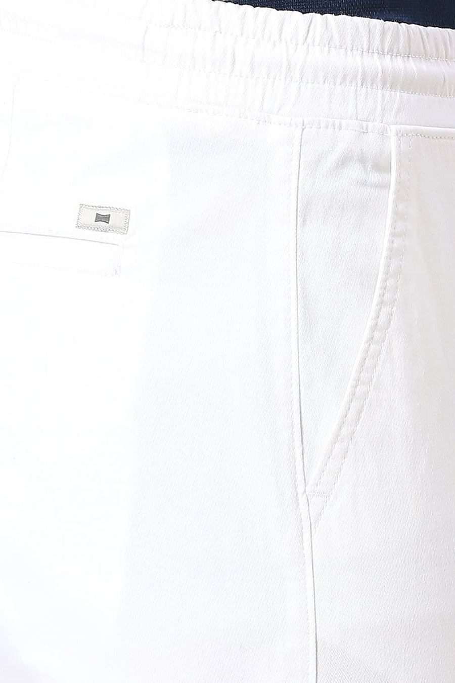 BASICS DRIFT FIT BRIGHT WHITE COTTON STRETCH DOBBY TROUSERS