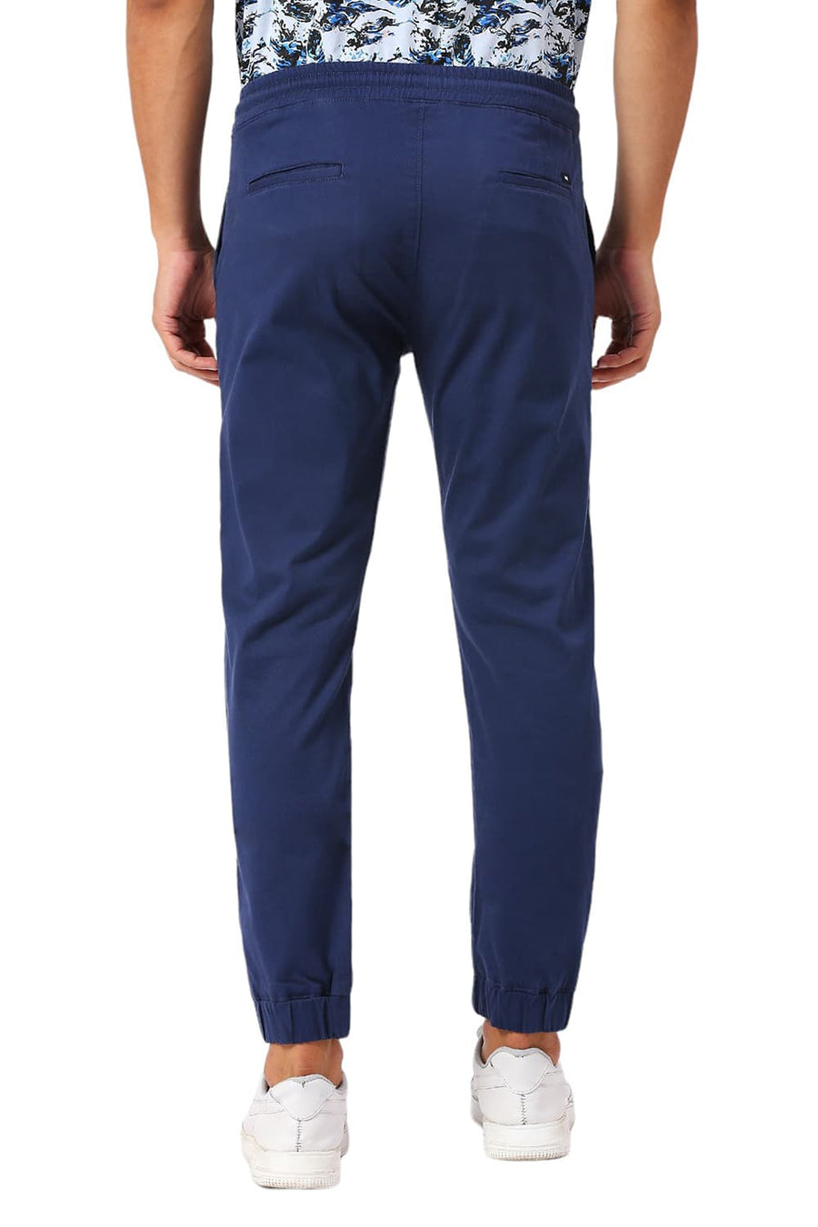 BASICS DRIFT FIT ENSIGN BLUE COTTON STRETCH DOBBY TROUSERS