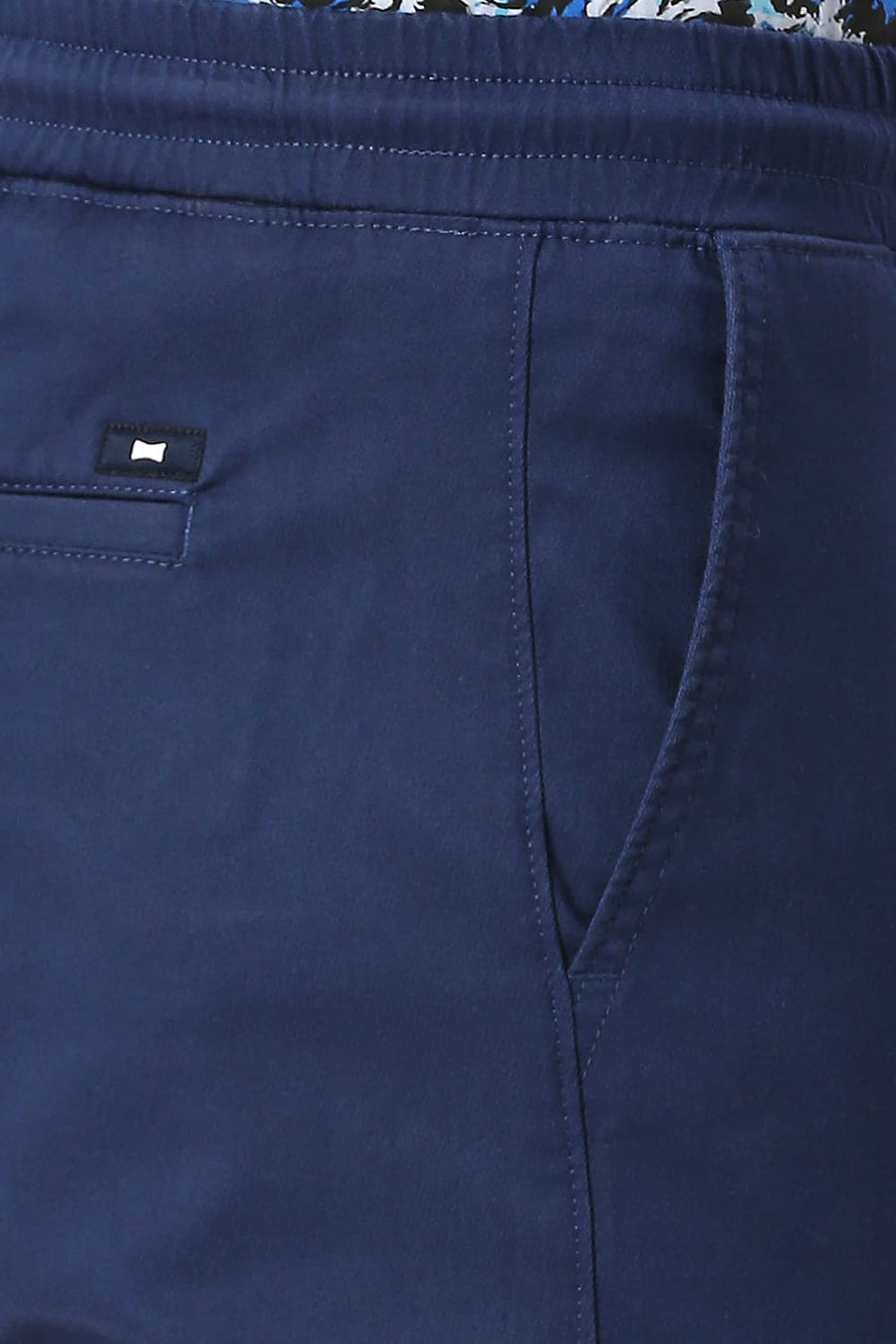 BASICS DRIFT FIT ENSIGN BLUE COTTON STRETCH DOBBY TROUSERS