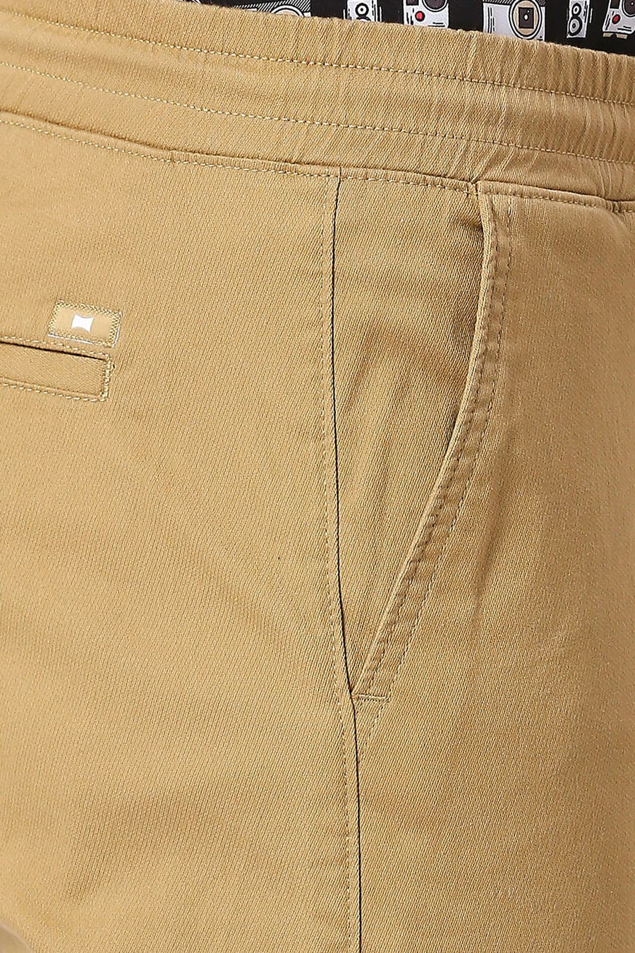 BASICS DRIFT FIT INCENSE KHAKI COTTON STRETCH DOBBY TROUSERS