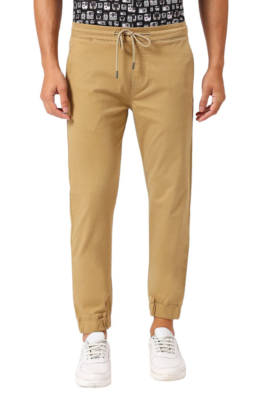 BASICS DRIFT FIT INCENSE KHAKI COTTON STRETCH DOBBY TROUSERS