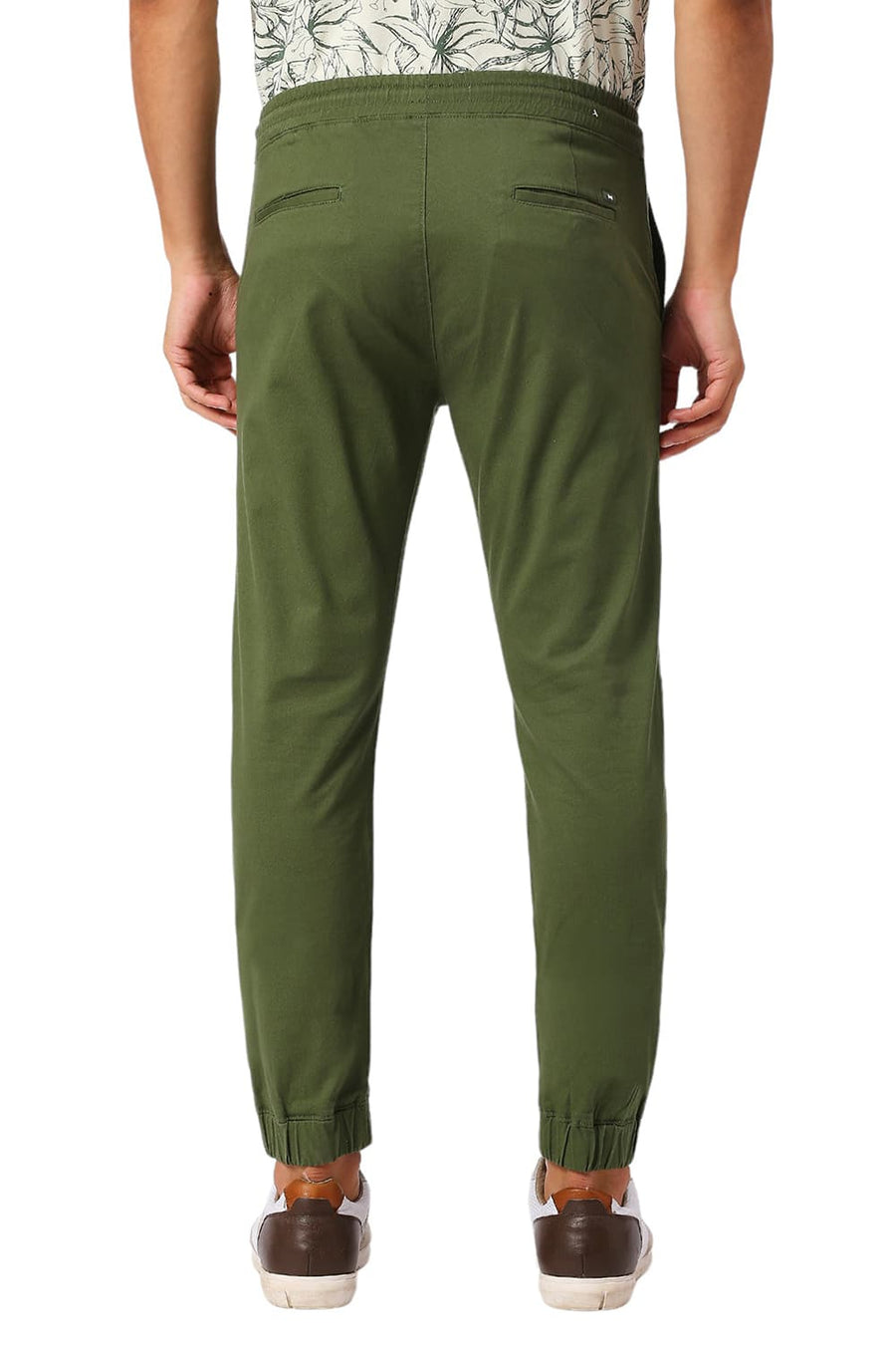 BASICS DRIFT FIT MOUNTAIN GREEN COTTON STRETCH DOBBY TROUSERS