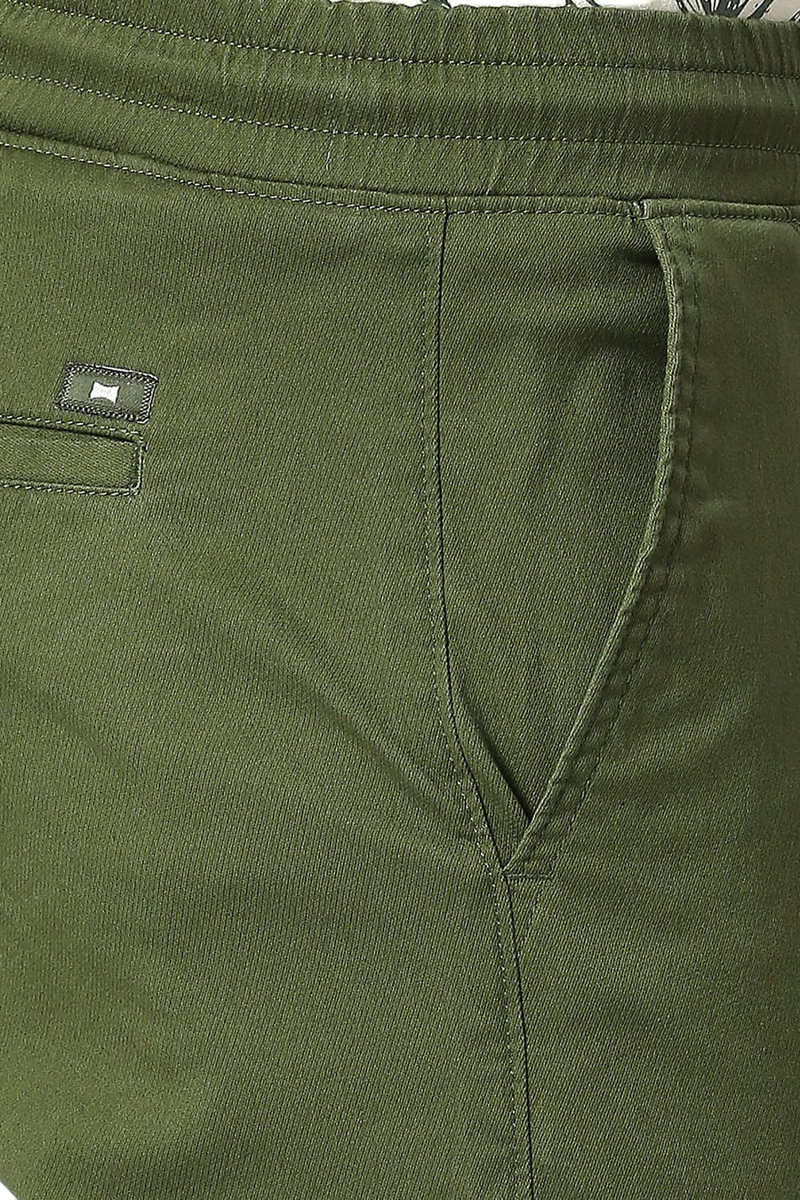 BASICS DRIFT FIT MOUNTAIN GREEN COTTON STRETCH DOBBY TROUSERS
