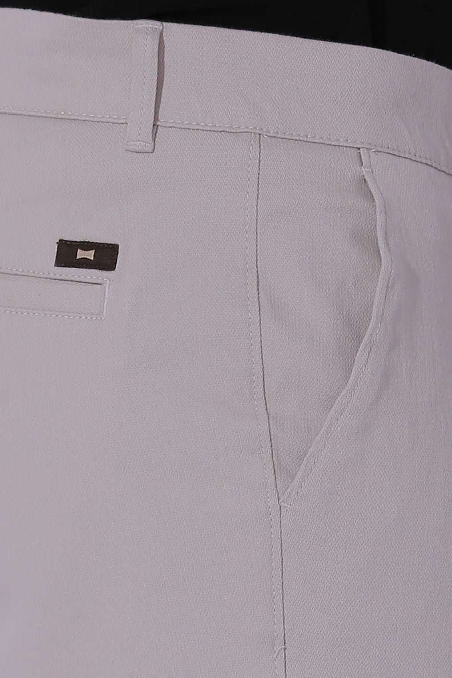 BASICS SKINNY FIT MUSHROOM BEIGE COTTON STRETCH DOBBY TROUSERS