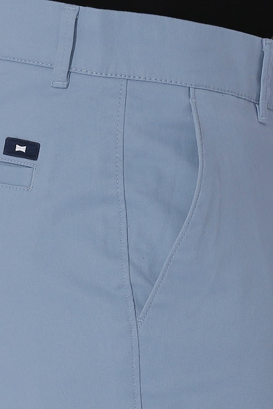 BASICS SKINNY FIT ARONA LIGHT BLUE COTTON STRETCH DOBBY TROUSERS
