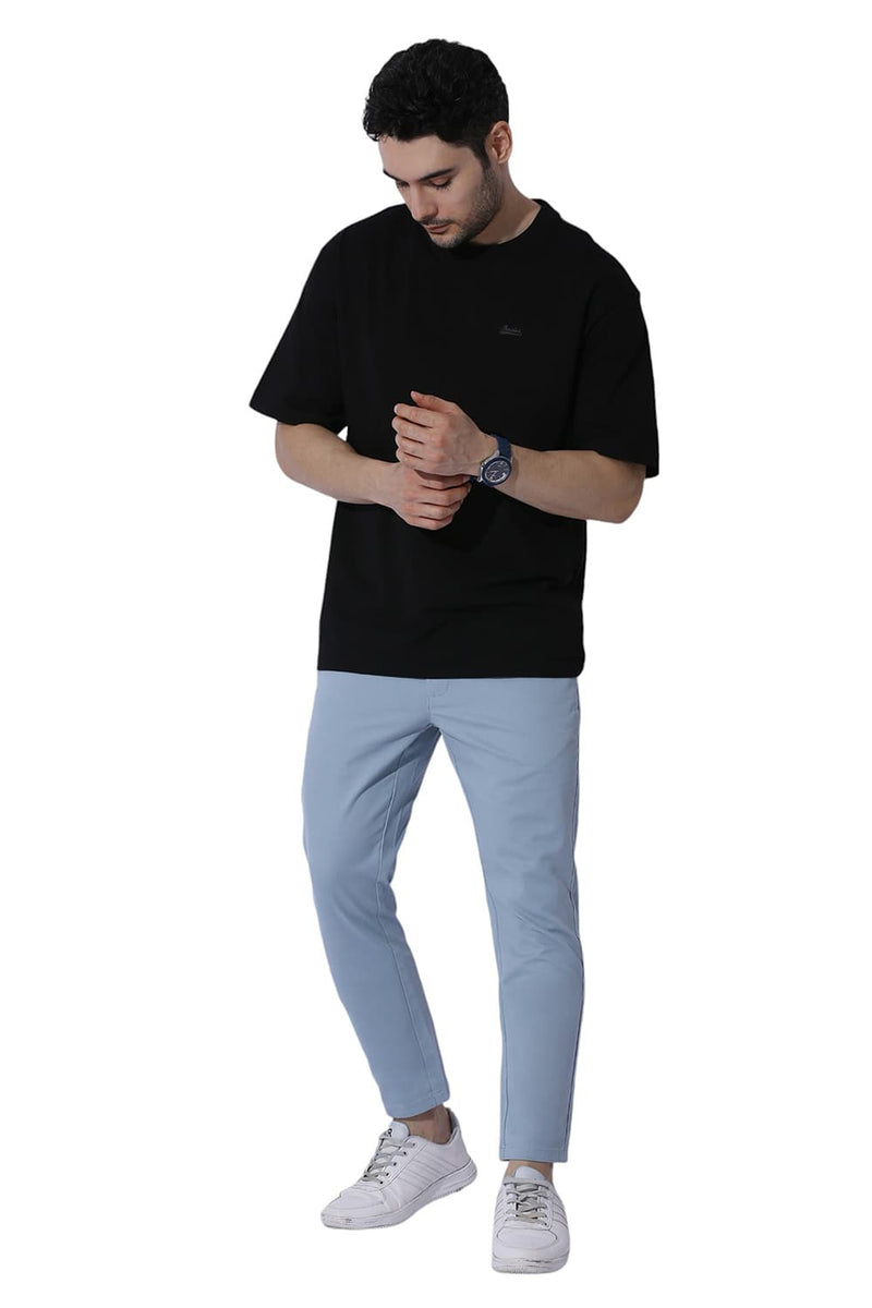 SKINNY FIT COTTON STRETCH DOBBY TROUSERS