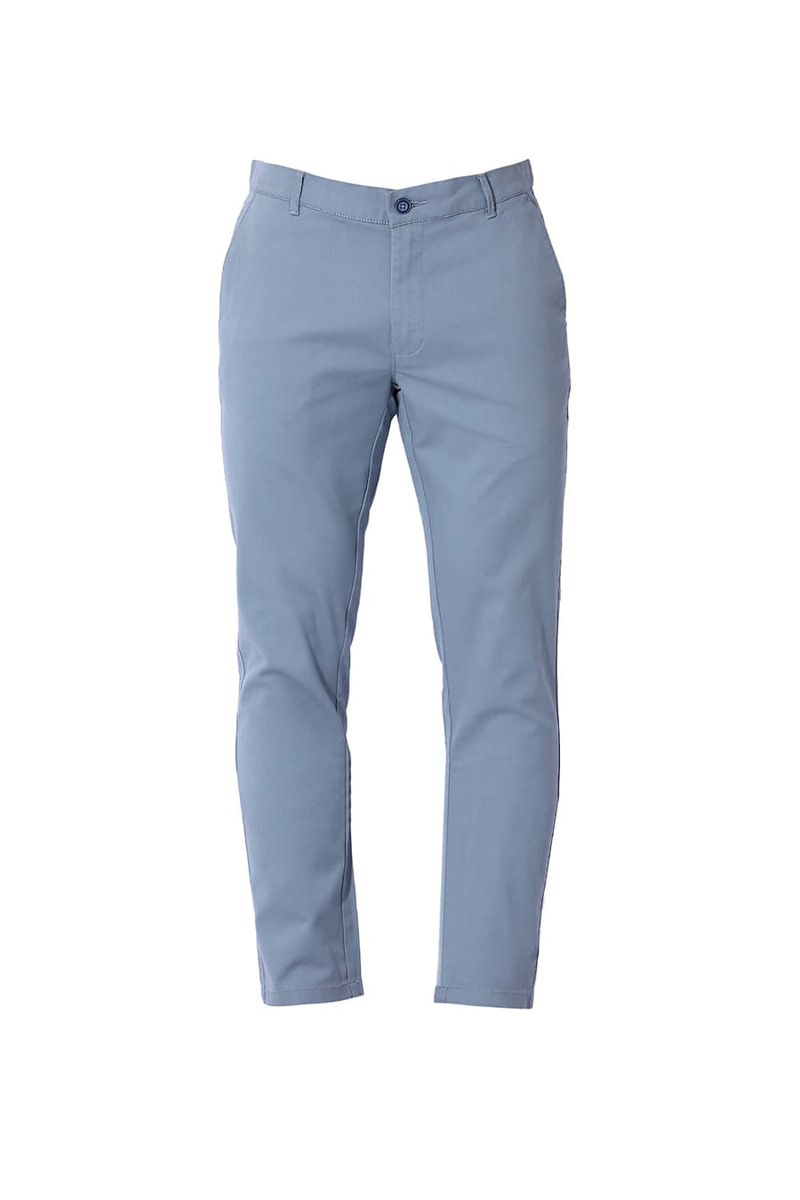 BASICS SKINNY FIT ARONA LIGHT BLUE COTTON STRETCH DOBBY TROUSERS