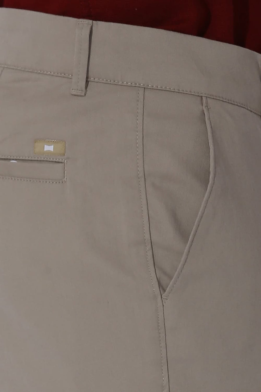 BASICS SKINNY FIT DUNE KHAKI COTTON STRETCH DOBBY TROUSERS