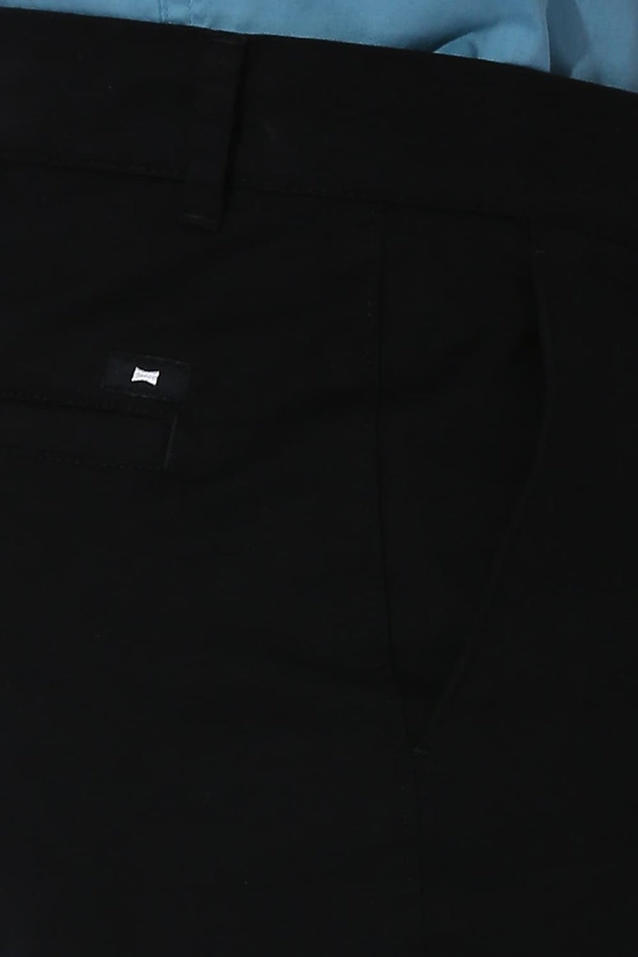 BASICS SKINNY FIT JET BLACK COTTON STRETCH DOBBY TROUSERS