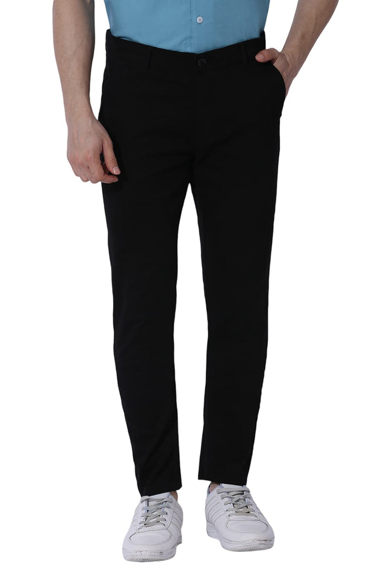 SKINNY FIT COTTON STRETCH DOBBY TROUSERS