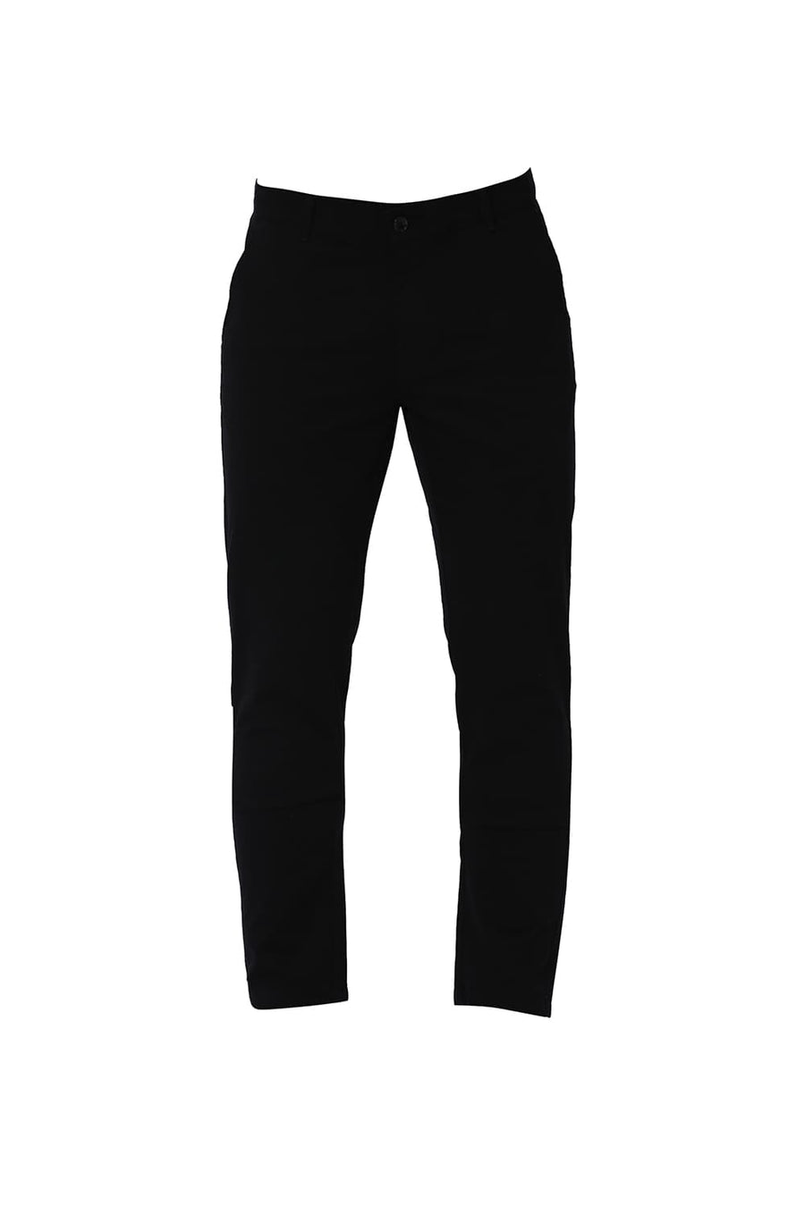 BASICS SKINNY FIT JET BLACK COTTON STRETCH DOBBY TROUSERS