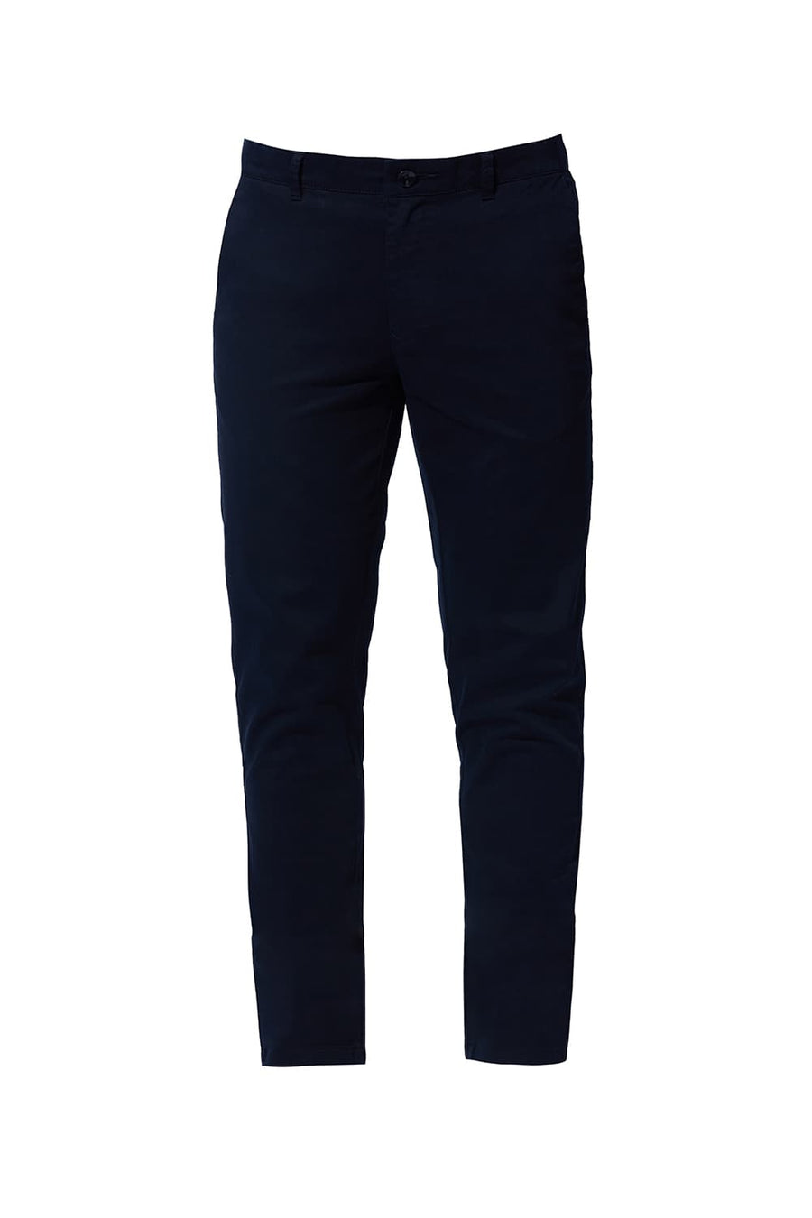 BASICS SKINNY FIT CARBON NAVY COTTON STRETCH DOBBY TROUSERS
