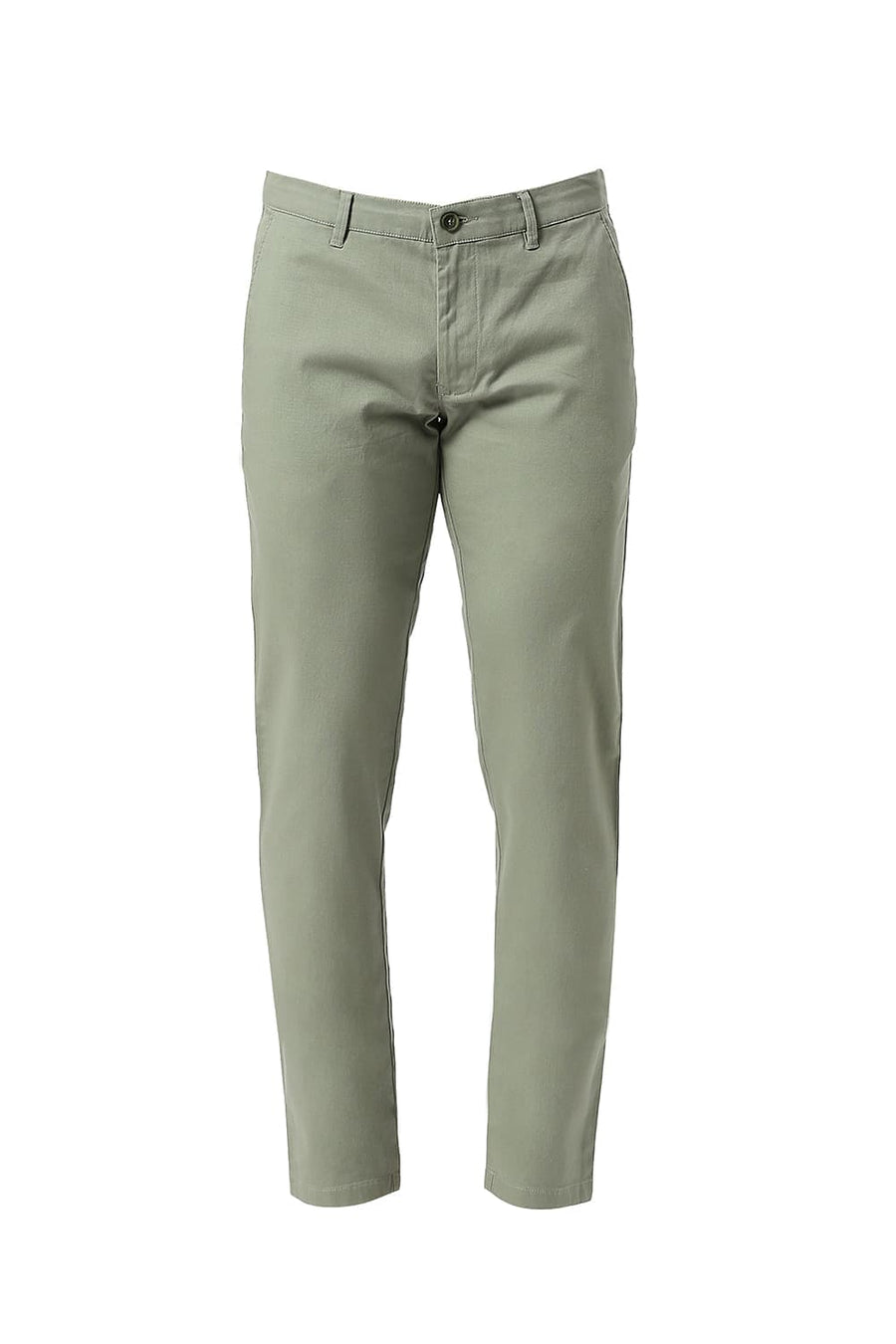 BASICS TAPERED FIT SEA MID GREEN COTTON STRETCH DOBBY TROUSERS