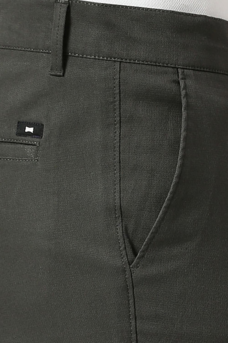 TAPERED FIT COTTON STRETCH DOBBY TROUSERS