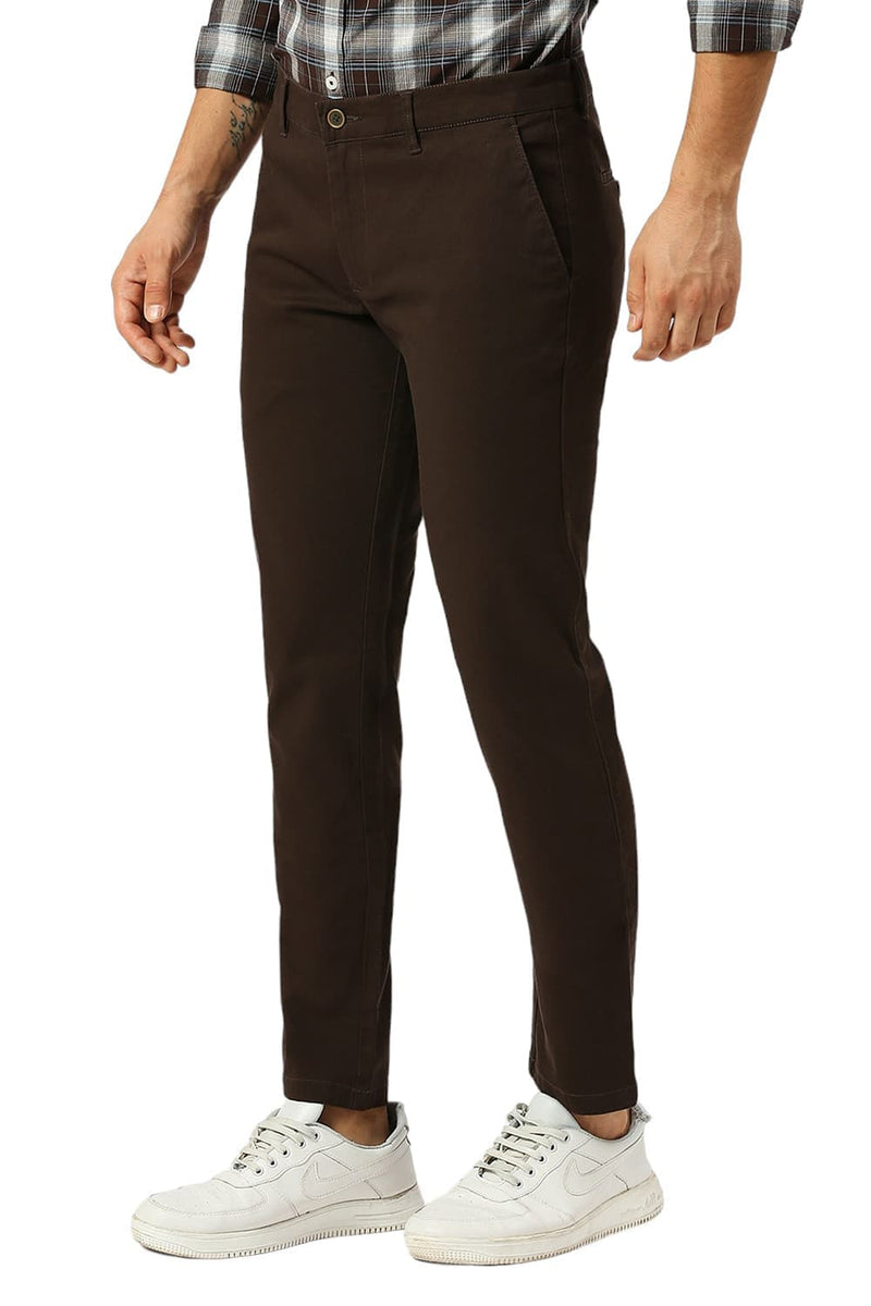 TAPERED FIT COTTON STRETCH DOBBY TROUSERS