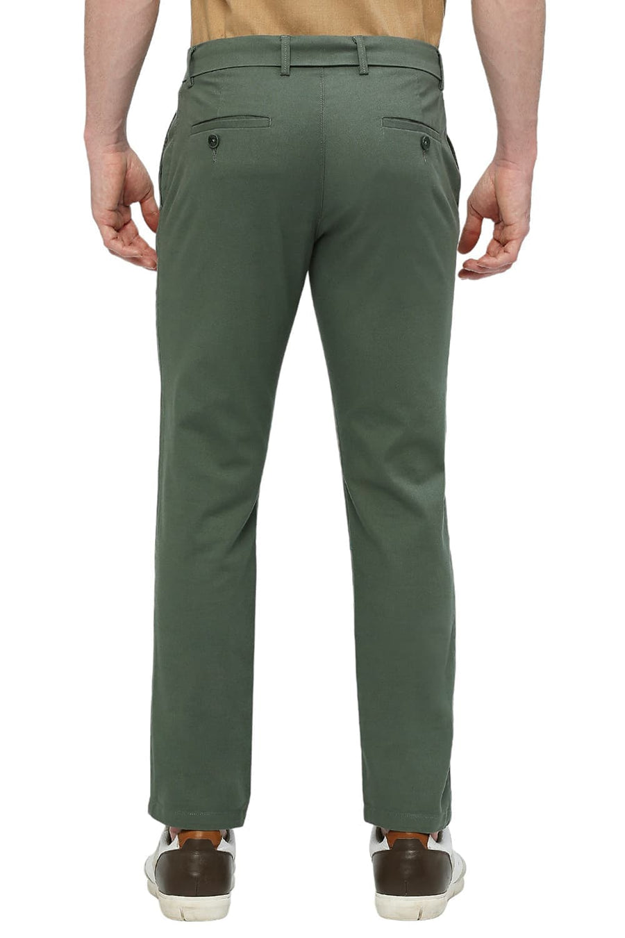 BASICS DRIFT FIT SILVER PINE GREEN COTTON STRETCH DOBBY TROUSERS