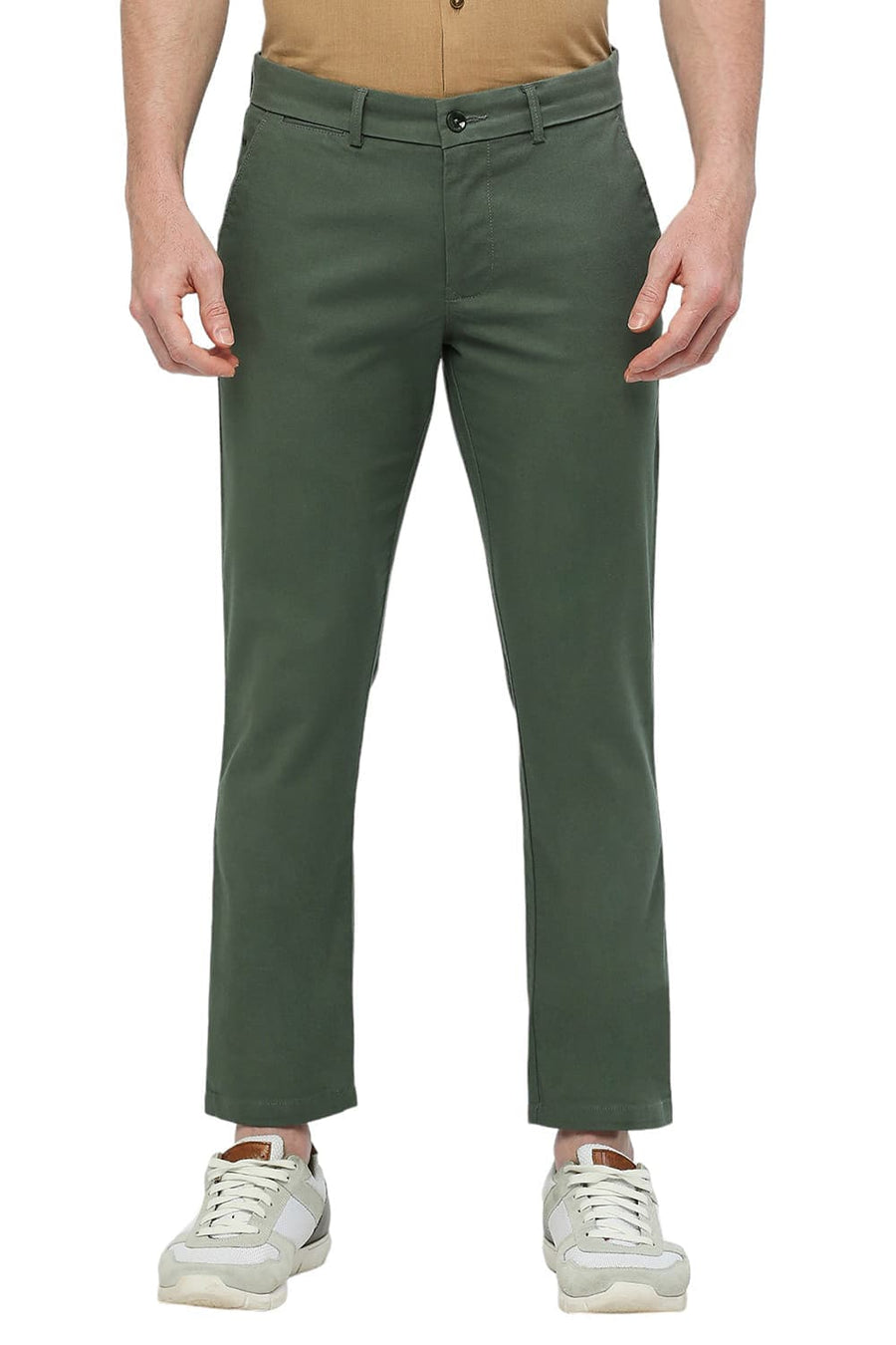 BASICS DRIFT FIT SILVER PINE GREEN COTTON STRETCH DOBBY TROUSERS