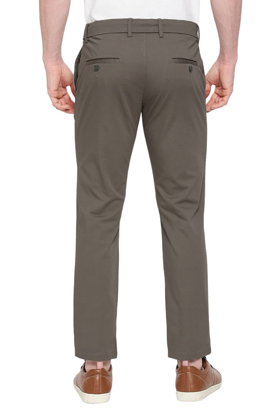 BASICS DRIFT FIT CROCODILE GREY COTTON STRETCH DOBBY TROUSERS