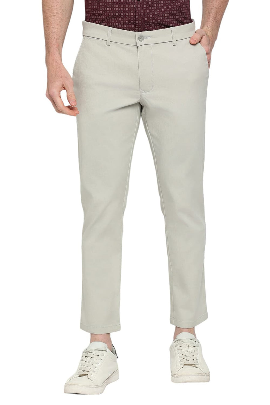 BASICS DRIFT FIT BELGIAN GREY COTTON STRETCH DOBBY TROUSERS