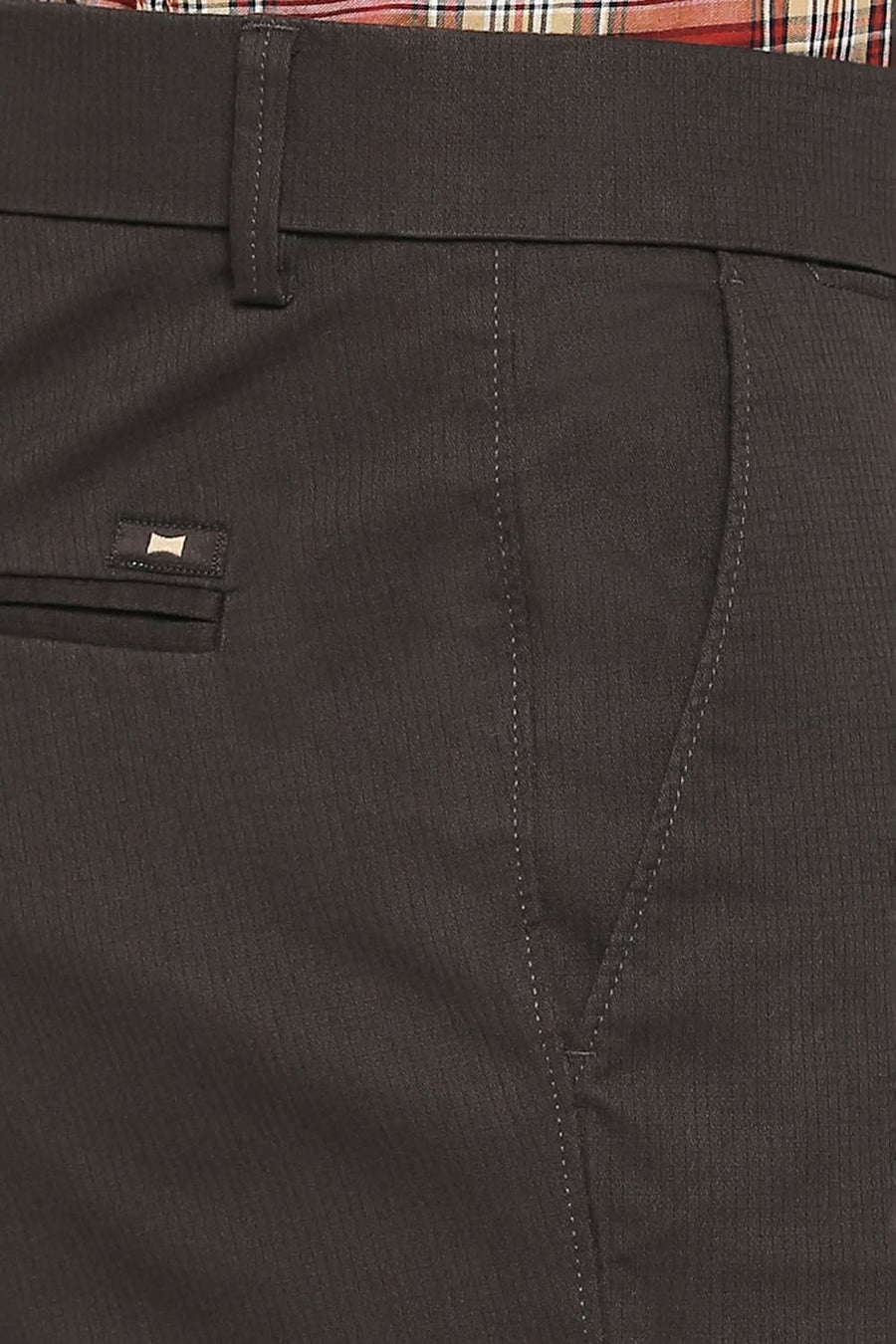 BASICS DRIFT FIT TURKISH COFFEE BROWN COTTON STRETCH DOBBY TROUSERS