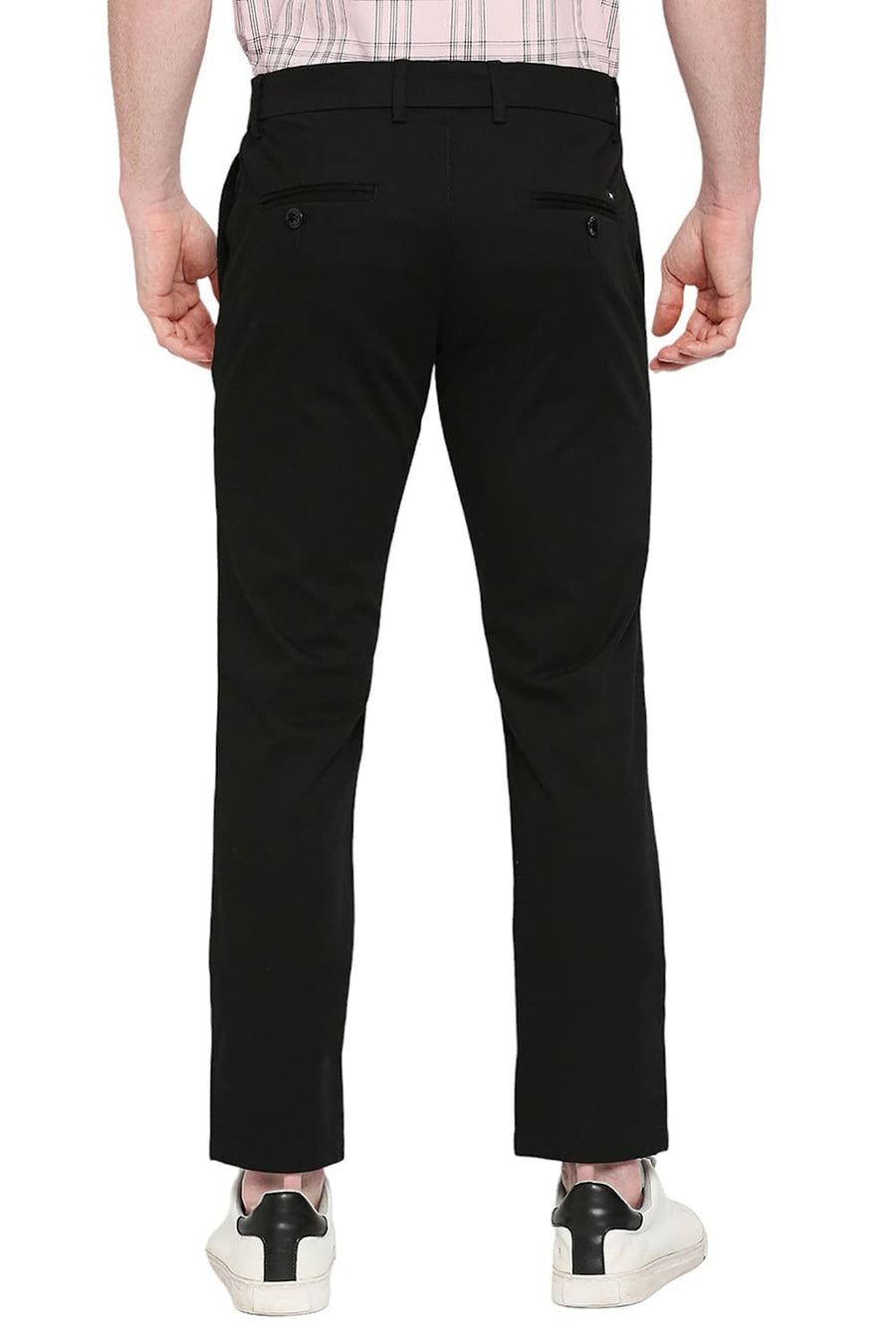 BASICS DRIFT FIT ANTHRACITE BLACK COTTON STRETCH DOBBY TROUSERS