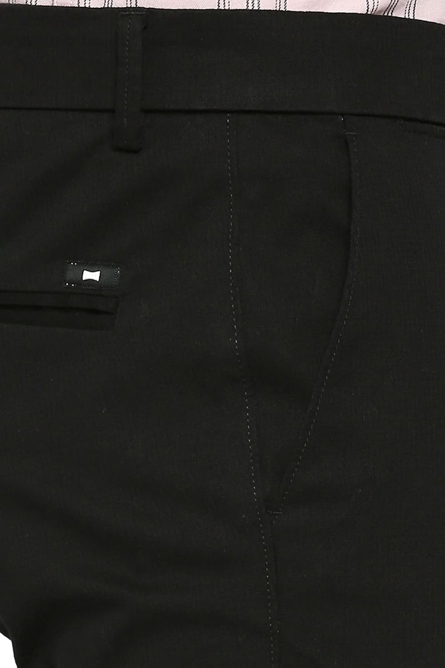 BASICS DRIFT FIT ANTHRACITE BLACK COTTON STRETCH DOBBY TROUSERS