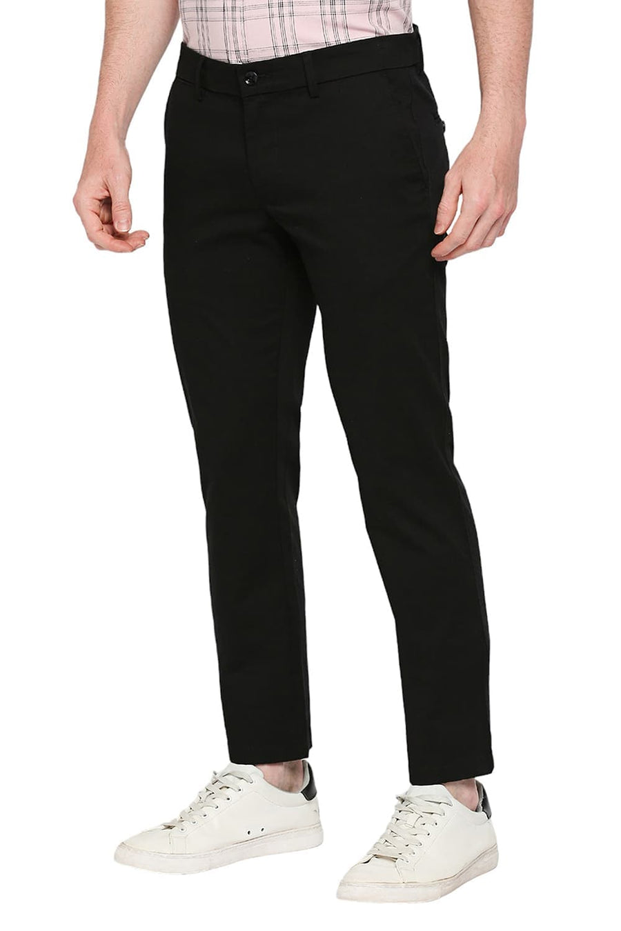 BASICS DRIFT FIT ANTHRACITE BLACK COTTON STRETCH DOBBY TROUSERS