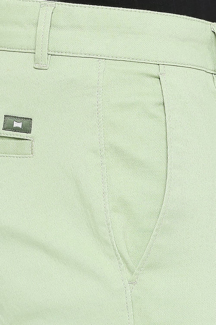 BASICS DRIFT FIT ASPEN GREEN COTTON STRETCH DOBBY TROUSERS