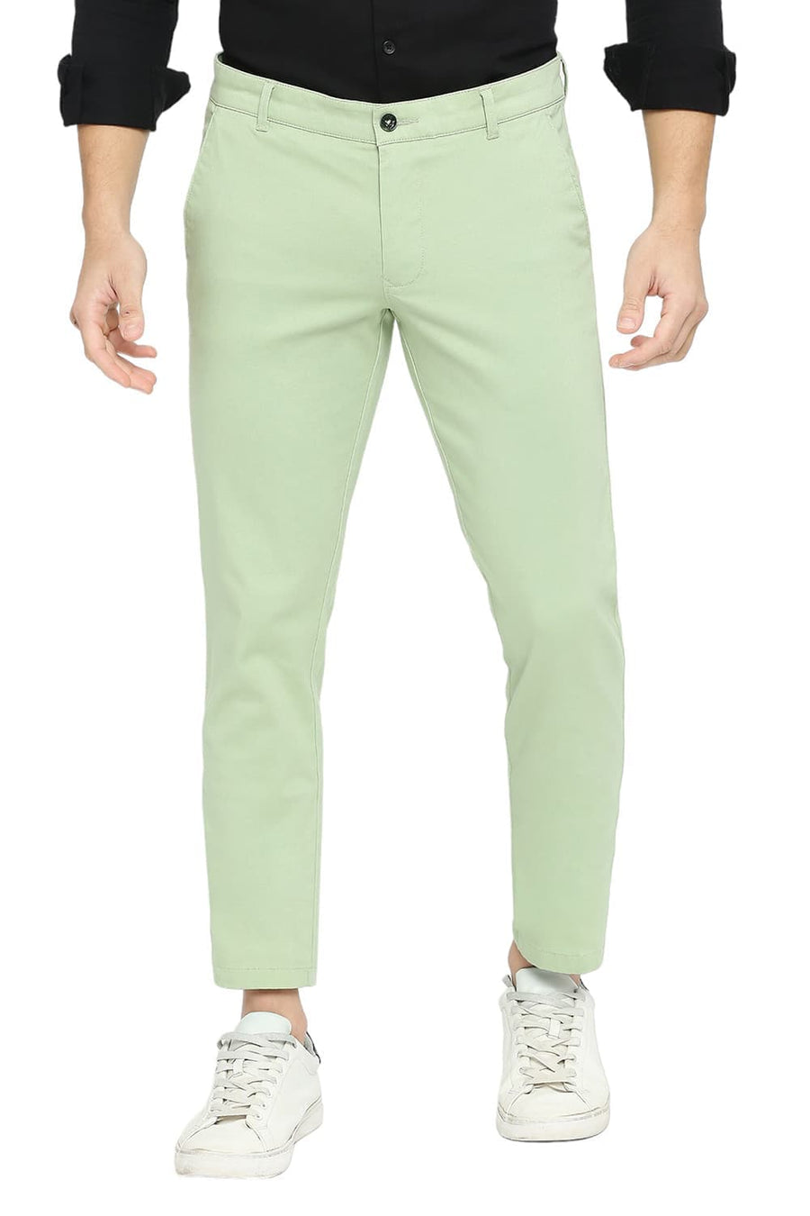 BASICS DRIFT FIT ASPEN GREEN COTTON STRETCH DOBBY TROUSERS