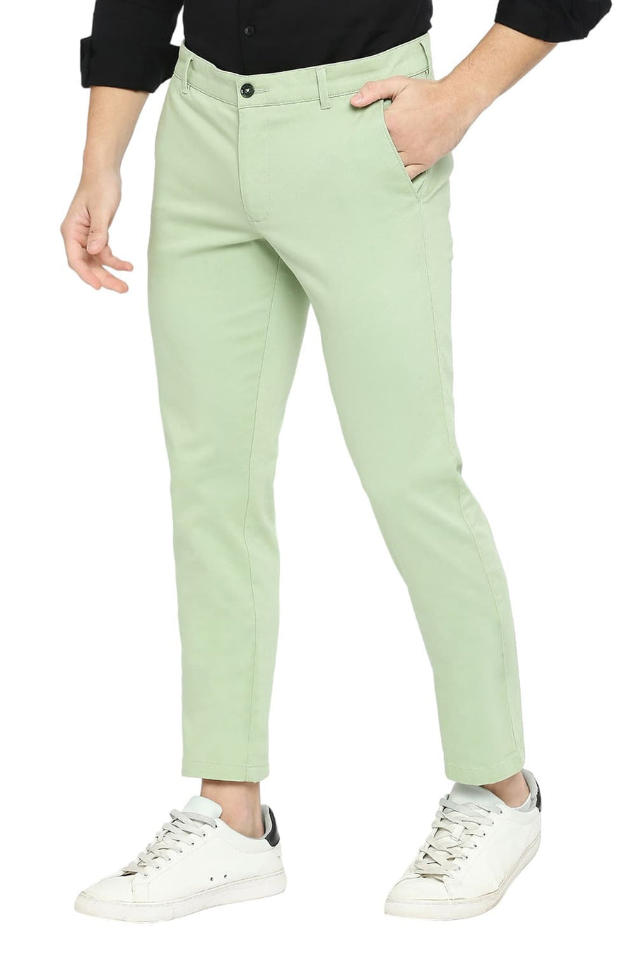 BASICS DRIFT FIT ASPEN GREEN COTTON STRETCH DOBBY TROUSERS