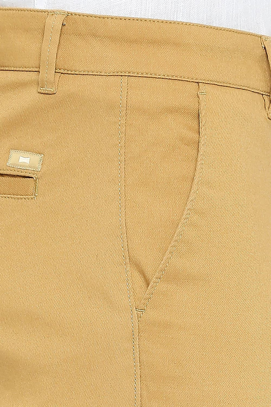 BASICS DRIFT FIT BONE BROWN COTTON STRETCH DOBBY TROUSERS