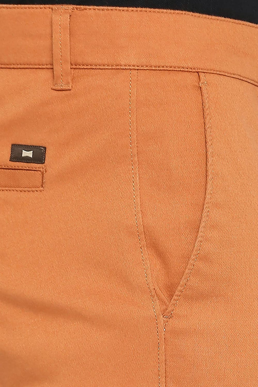 BASICS DRIFT FIT AMBER BROWN COTTON STRETCH DOBBY TROUSERS