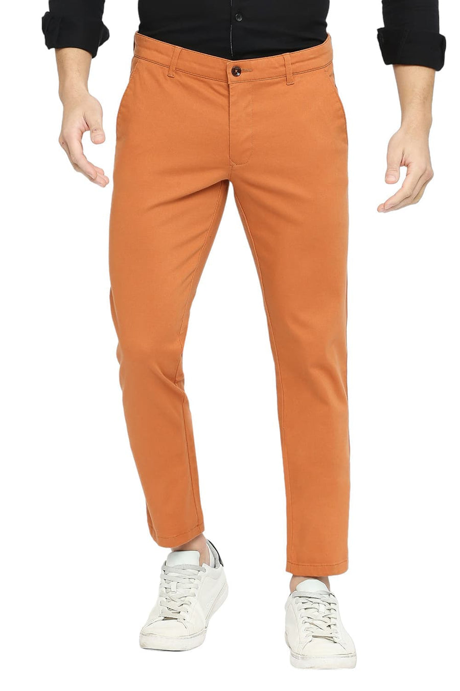 BASICS DRIFT FIT AMBER BROWN COTTON STRETCH DOBBY TROUSERS
