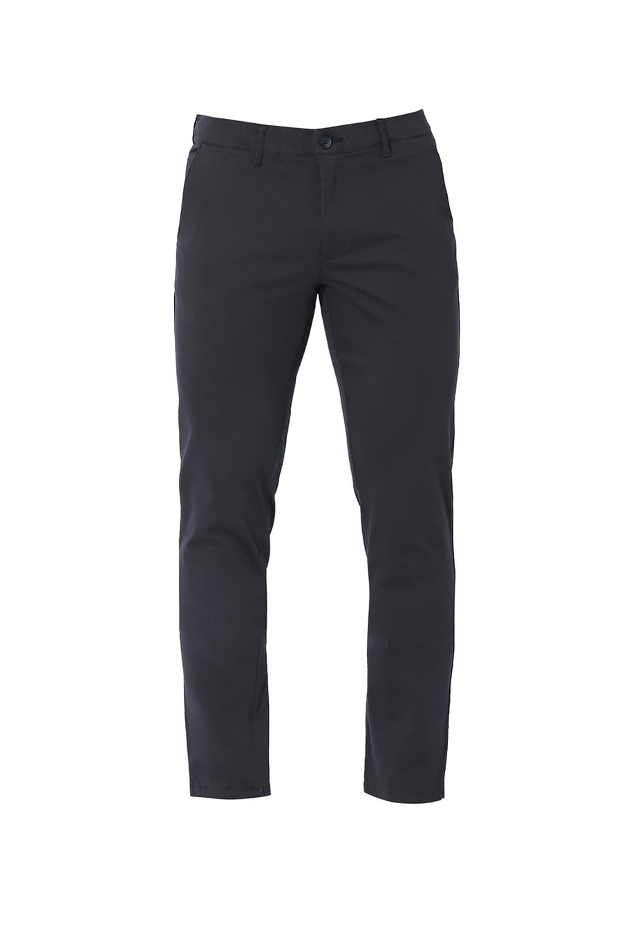 BASICS TAPERED FIT EBONY GREY COTTON STRETCH TROUSERS