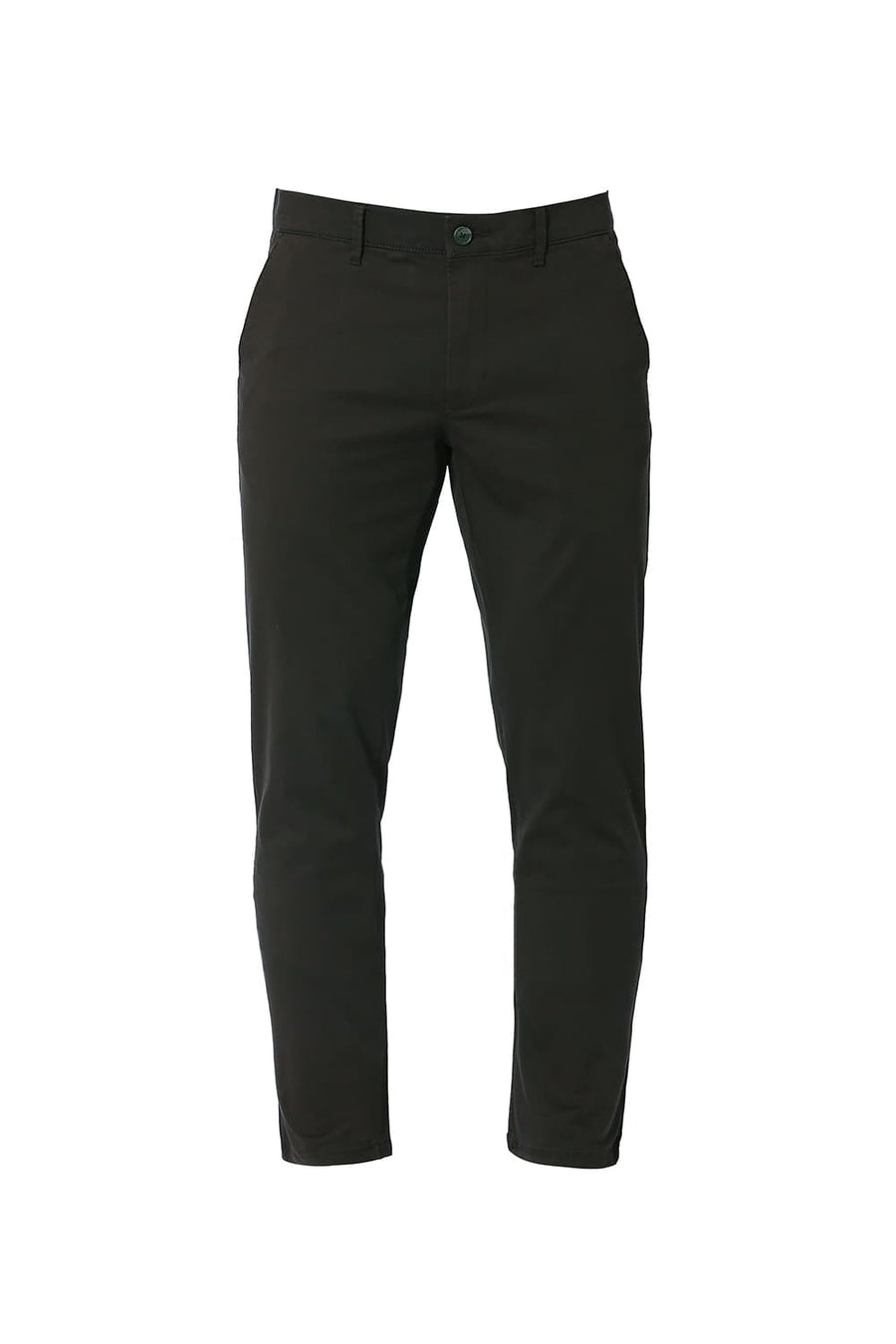 BASICS TAPERED FIT FOREST GREEN COTTON STRETCH TROUSERS