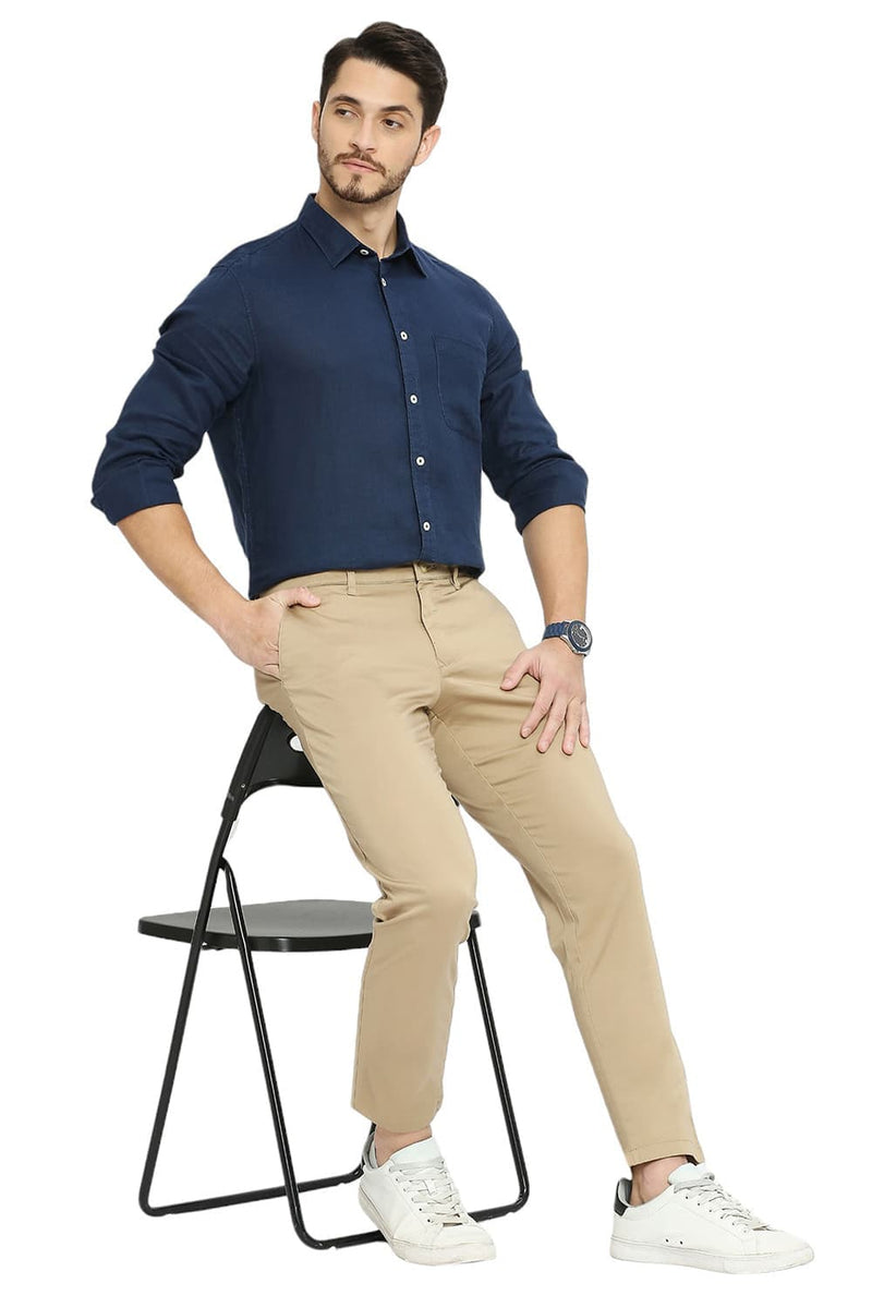 Tapered Fit Cotton Stretch Trousers