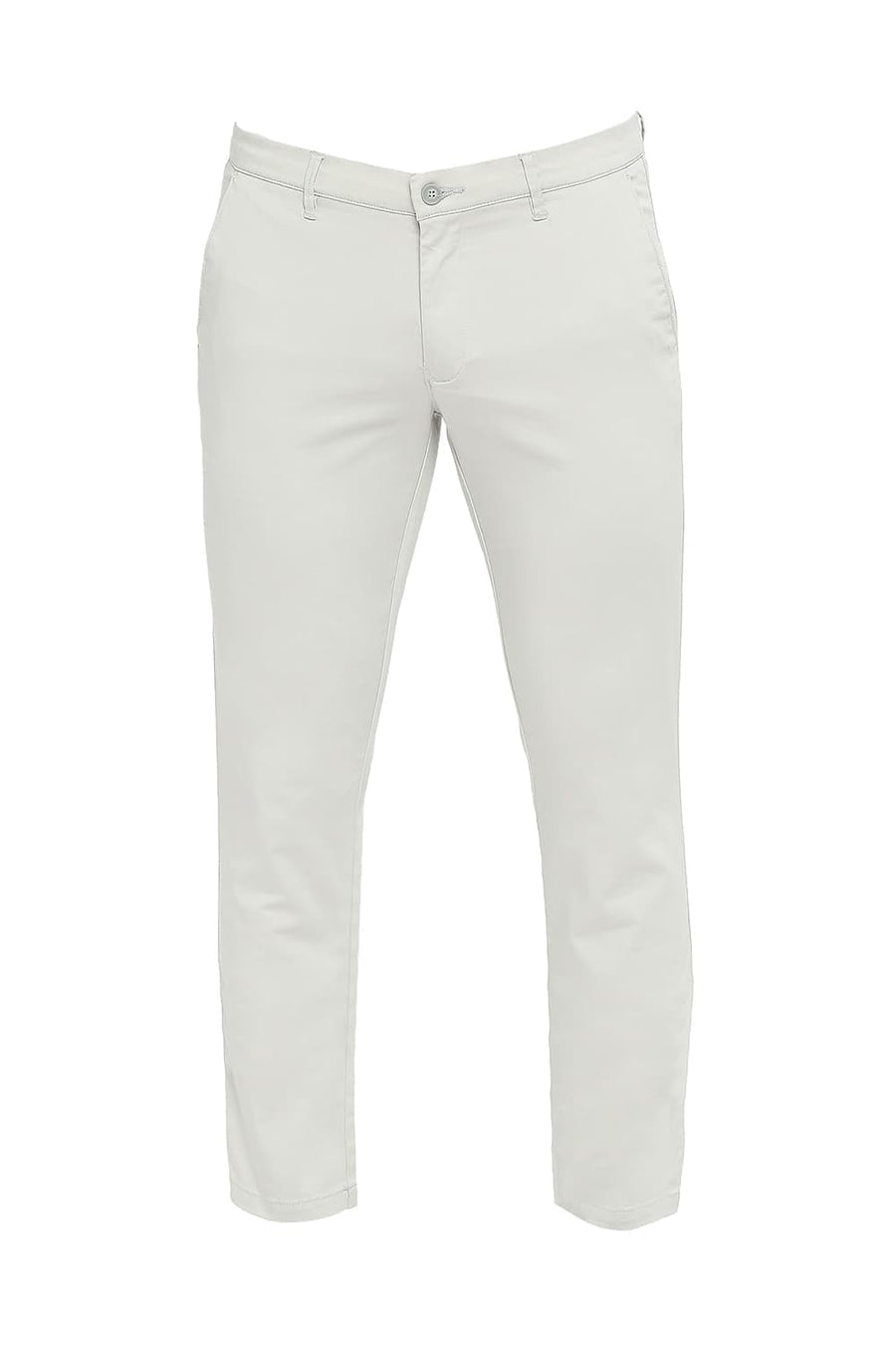 BASICS TAPERED FIT MOON STRUCK GREY COTTON STRETCH TROUSERS