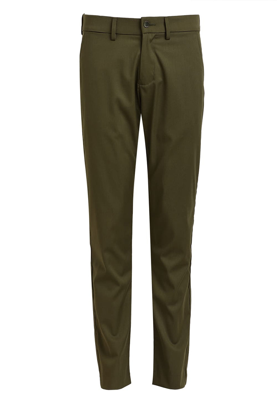 BASICS DRIFT FIT BEETELE OLIVE CATIONIC POLYESTER VISCOSE TWILL TROUSERS