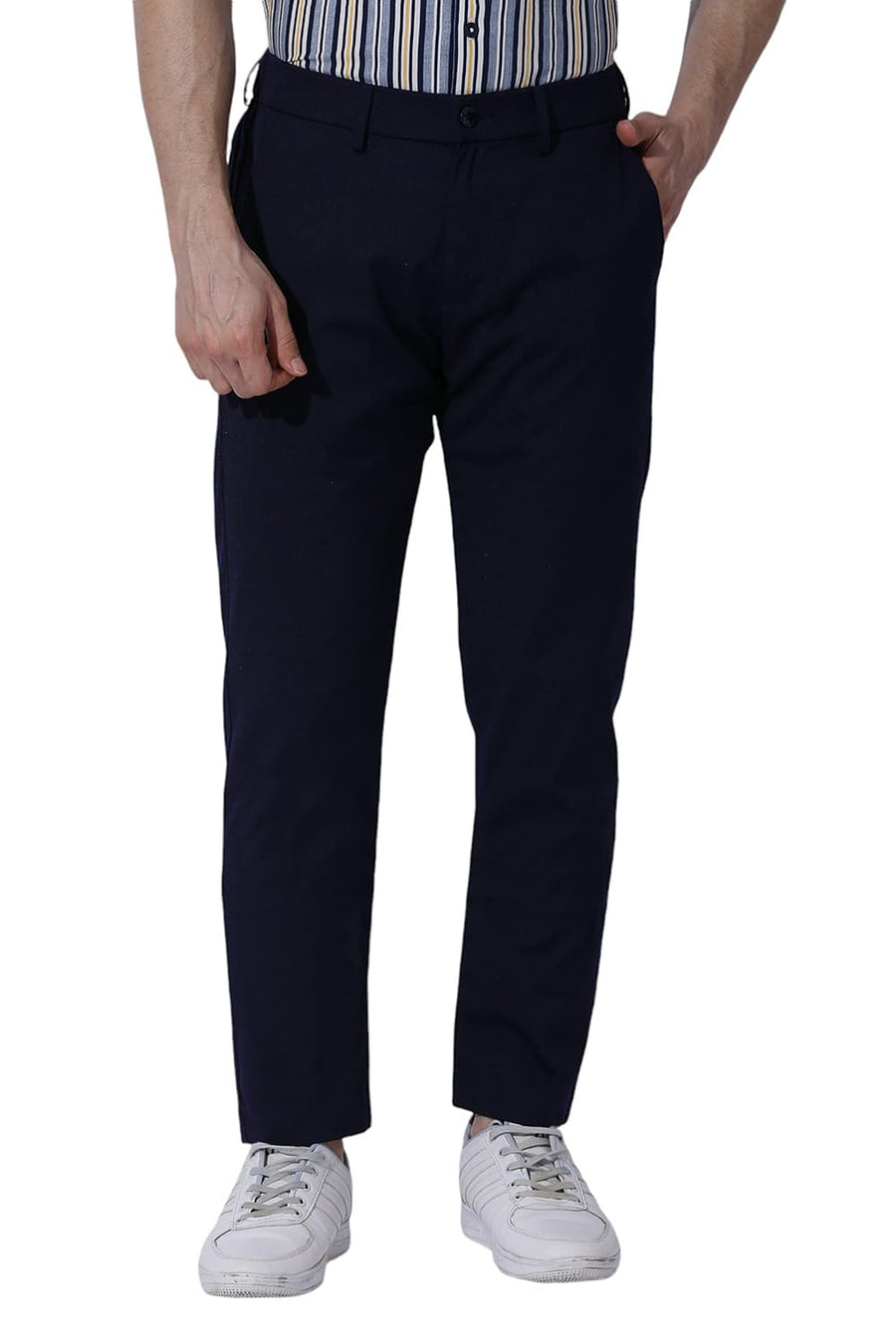 BASICS DRIFT FIT SAPPHIRE NAVY CATIONIC POLYESTER VISCOSE TWILL TROUSERS